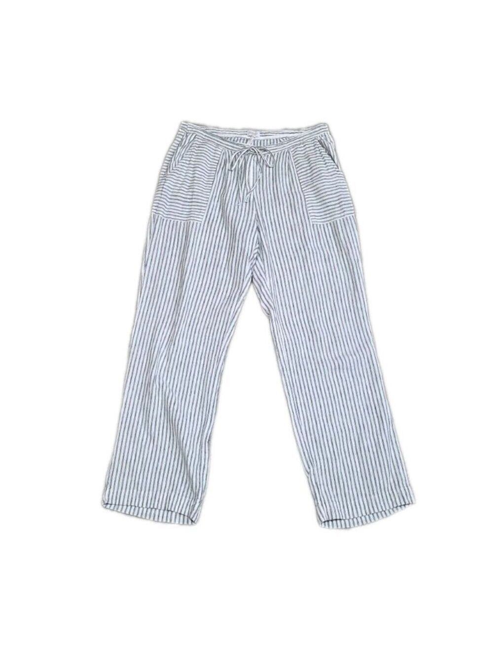 Laundry By Shelli Segal Striped White Beach Linen Lounge Pants Women's Size 10